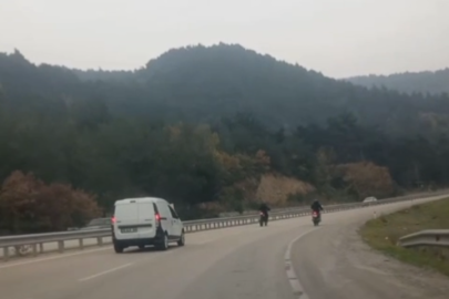 Bursa-Keles Yolu’nda Tehlikeli Motosiklet Yolculuğu Kamerada