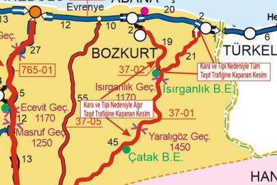 Çatalzeytin’e ulaşımın sağlandığı yol trafiğe kapatıldı