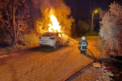 Defne’de otomobil alevlere teslim oldu