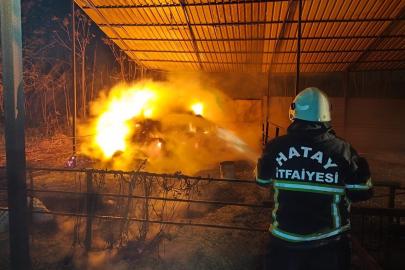 Defne’de samanlık yangını