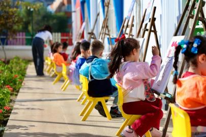 Didim’de kreş öğrencilerinden resim etkinliği