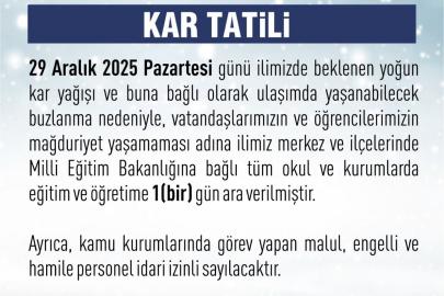 Elazığ’da eğitim-öğretime 1 gün ara verildi