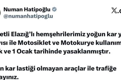 Elazığ’da motosiklet ve motokurye kullanımı yasaklandı
