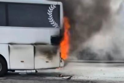 Gaziantep’te yolcu otobüsünde çıkan yangını itfaiye söndürdü