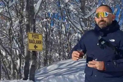 Hem çay içti hem karda kaydı