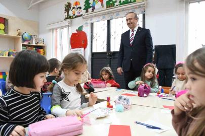 İl Milli Eğitim Müdürü Aydın, miniklere sunulan öğrenme ortamını yerinde inceledi