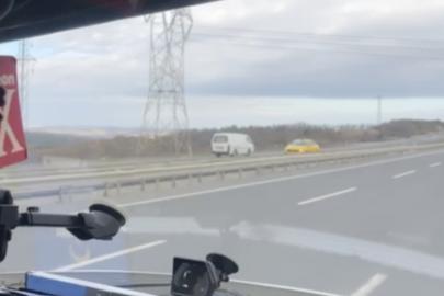 İstanbul Havalimanı yolunda ters yönde giden araç kamerada