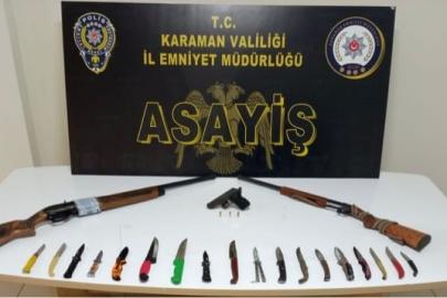 Karaman’da polis uygulamasında silahlar ve bıçaklar ele geçirildi: 5 tutuklama