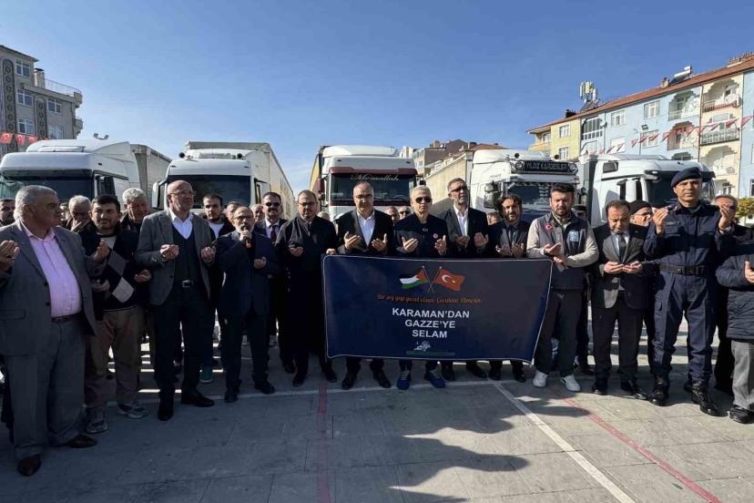 Karaman’dan Gazze’ye 6 yardım tırı dualarla uğurlandı