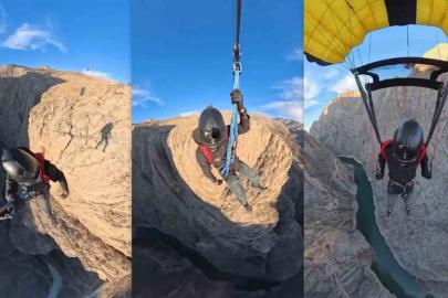 Karanlık Kanyon’da base jump atlayışı nefes kesti