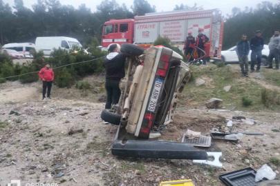 Kazdağları’nda kontrolden çıkan otomobil şarampole devrildi: 4 yaralı