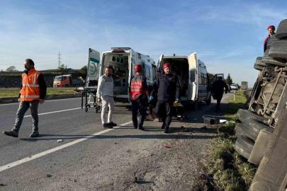 Kontrolden çıkan tanker yan yattı: 1 yaralı