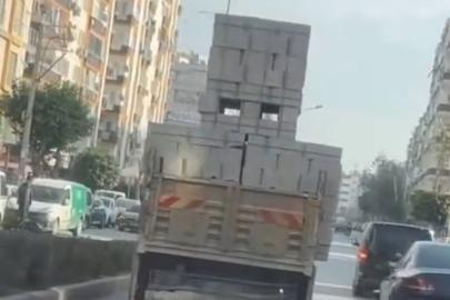 Mersin’de tehlikeli yükleme yapan kamyon sürücüsüne ceza yağdı