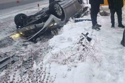 Nevşehir’de kontrolden çıkan otomobil takla attı: Kaza anı kamerada