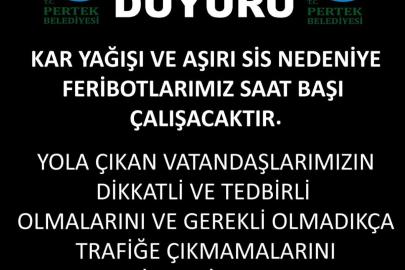 Pertek ve Çemişgezek feribotlarına kar ve sis engeli