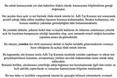 Sadettin Saran: "Test sonucunda pozitif çıktığı iddia edilen maddeyi hayatım boyunca kullanmadım"