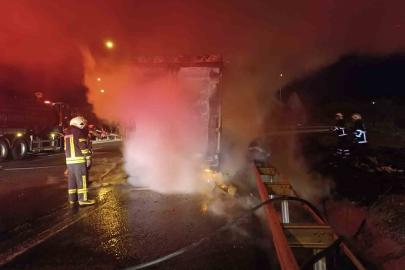 Şanlıurfa’da beyaz eşya yüklü tır alev alev yandı