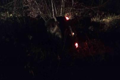 Şarampole devrilen otomobilden sızan yakıt paniğe neden oldu