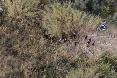 Sazlıkta gizlenen şahıs dron kamerasıyla yakalandı