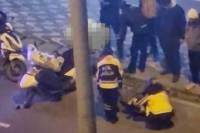 Seyir halindeyken motosikletten düşen kurye yaralandı