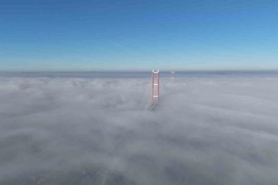 Sis içinde kalan 1915 Çanakkale Köprüsü’nde görsel şölen