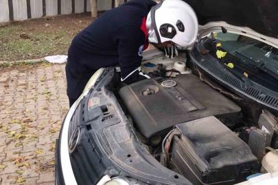 Üşüyen kedi, otomobilin motoruna girdi