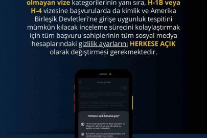 ABD Büyükelçiliği: "Vize başvurusu yapacak kişilerin sosyal medya hesaplarını herkese açık hale getirmesi gerekiyor"