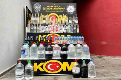 Adana’da pet şişelerde satılacak sahte içkiler ele geçirildi