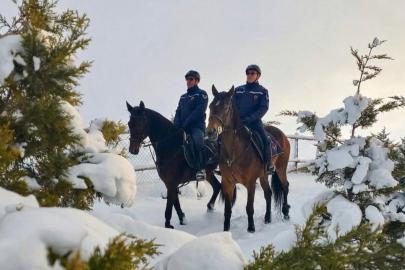Atlı jandarmadan kış nöbeti: Zorlu hava şartlarında güvenlik devam ediyor