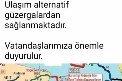 Bartın’da kara yolu kar nedeniyle ulaşıma kapandı