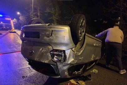 Beykoz’da otomobil takla attı: 2 yaralı