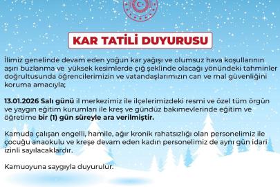 Bingöl’de eğitime 1 gün ara verildi