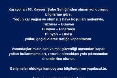 Bünyan’da ulaşıma kar engeli