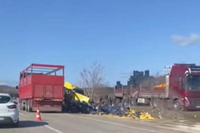 Burdur’da limon yükü tır şarampole devrildi