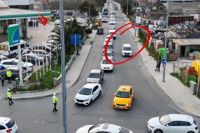 Büyükçekmece’de şerit ihlali yapan sürücülere dron destekli uygulama