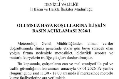 Denizli’de fırtına nedeniyle motorla trafiğe çıkışlar durduruldu