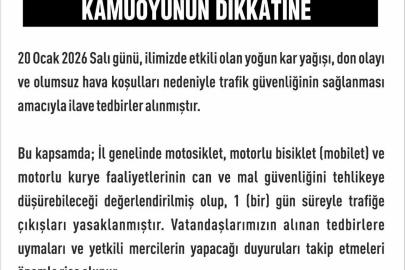 Elazığ’da motosiklet, mobilet ve motorlu kuryelerin trafik yasakları uzatıldı