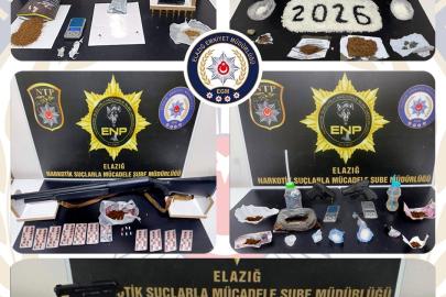Elazığ’da uyuşturucu ve ruhsatsız silah operasyonu: 17 tutuklama