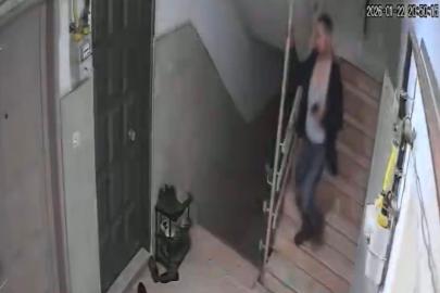 Eski eşine vahşeti yaşatan şahsın olay sonrası kaçma anları kamerada