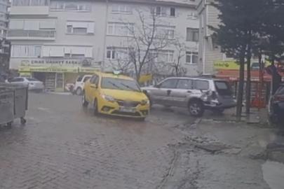 Fren yerine gaza basan sürücünün yaptığı akıl almaz kaza kameraya yansıdı