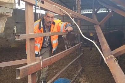 Gaziantep’te yoğun kar yağışı sonrası ahırın çatısı çöktü