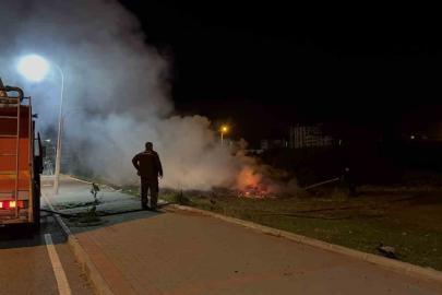 Gazipaşa’da çalılık yangını itfaiye ekiplerince söndürüldü