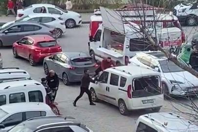 İzmir’de polis merkezi önünde sopayla darp kamerada