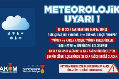 Kahramanmaraş için yağış uyarısı