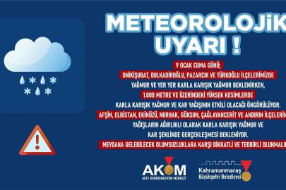 Kahramanmaraş için yağış uyarısı