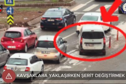 Kavşaklara yaklaşırken şerit değiştiren sürücüler dronla tespit edildi