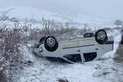 Kontrolde çıkan araç takla attı, sürücüsü yaralandı