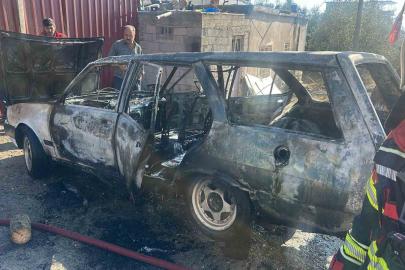 Mersin’de bakım yapılan araç alev alarak yandı