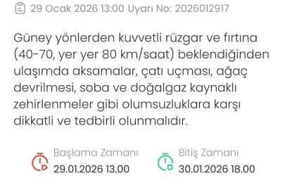 Meteoroloji Denizli için fırtına uyarısında bulundu