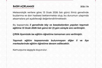 Niğde’de buzlanma nedeniyle taşımalı eğitime 1 gün ara verildi